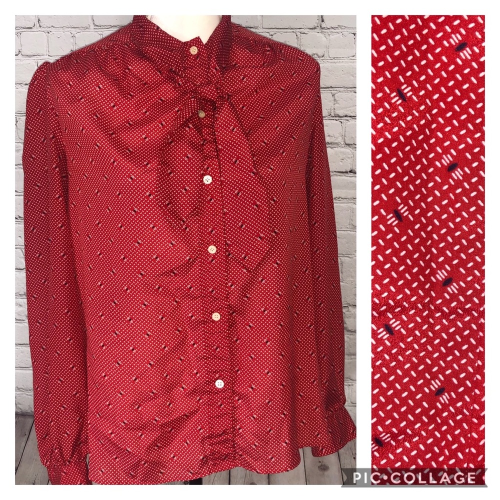 Vintage | Red Bow Blouse